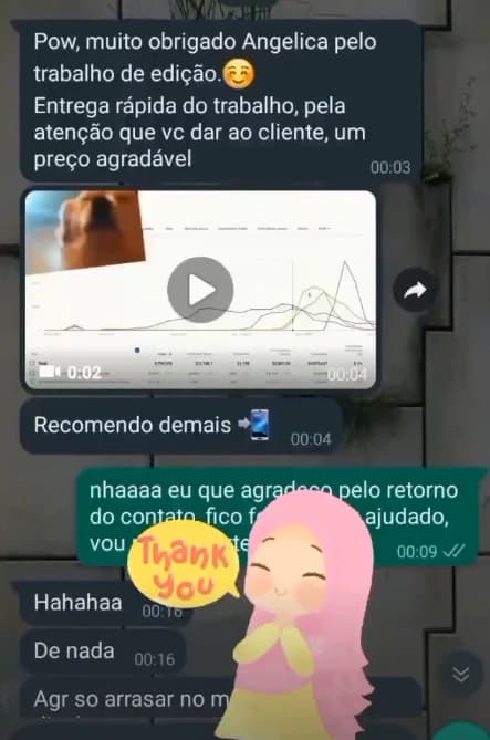 Print de WhatsApp com agradecimento de cliente pela entrega